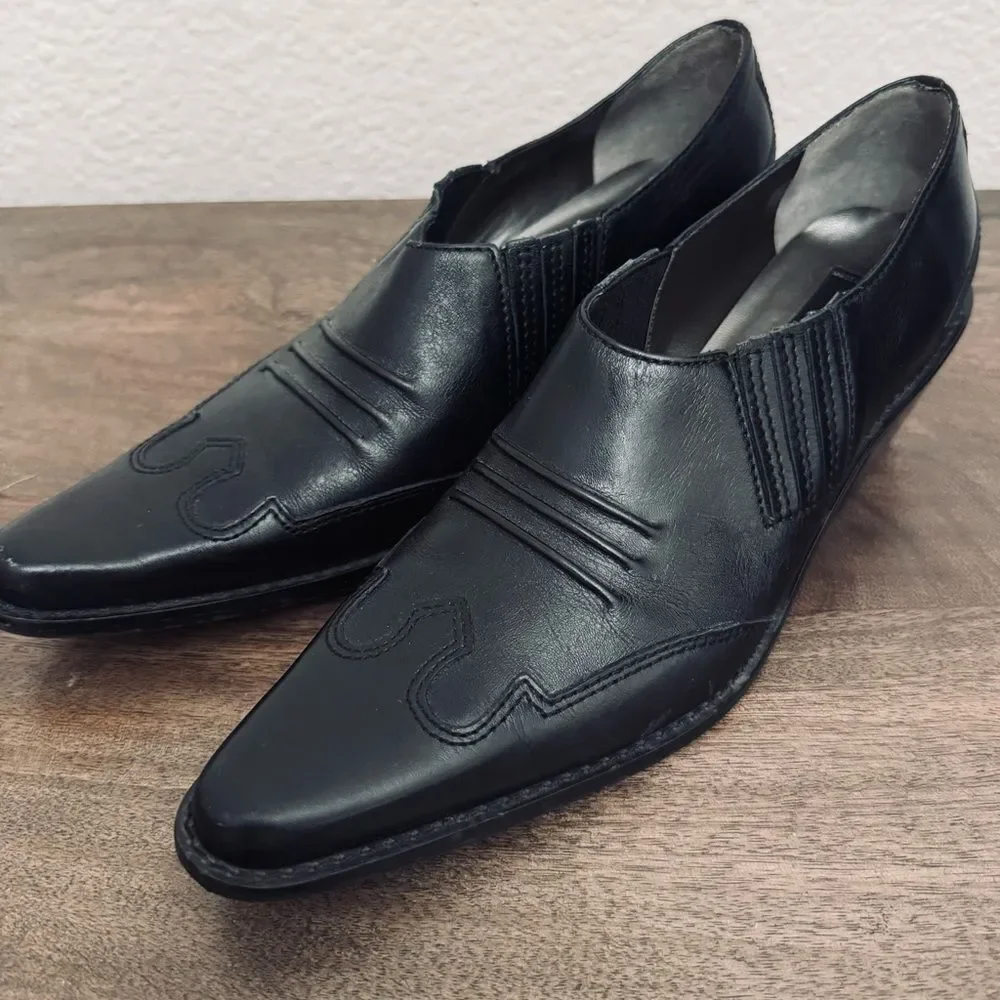 Matisse Brazil Black Leather Western Ankle Boots 8.5